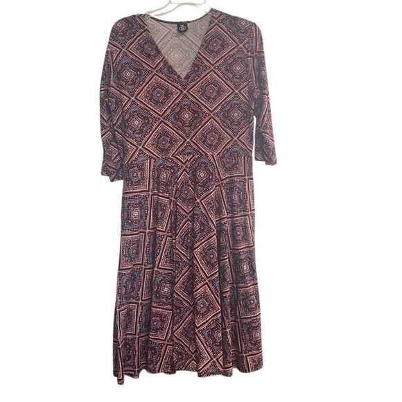 AGNES & DORA Women’s Scarf  Dress Size 2X Pockets  Burgundy Pink Blue Stretchy - Picture 1 of 8